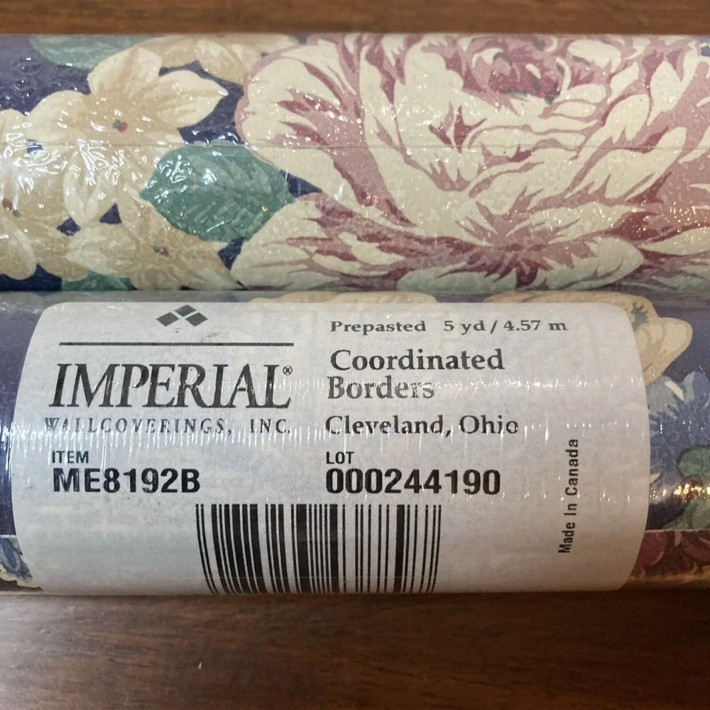 Imperial Coordinated Borders Wallpaper Border 5 yd Lot of 2 Blue Floral ME8192B